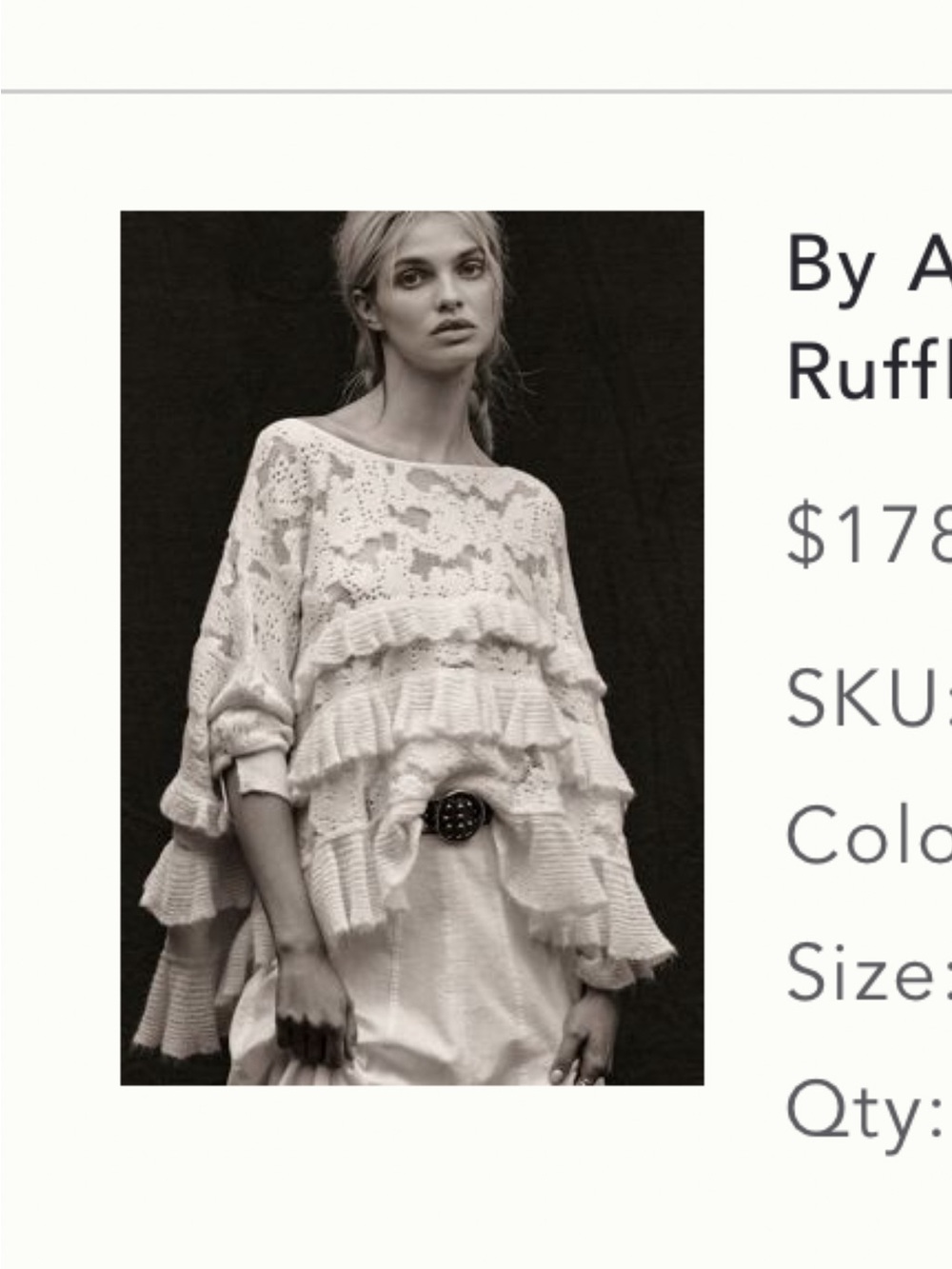ISO Anthropologie Cream Ruffled sweater Medium